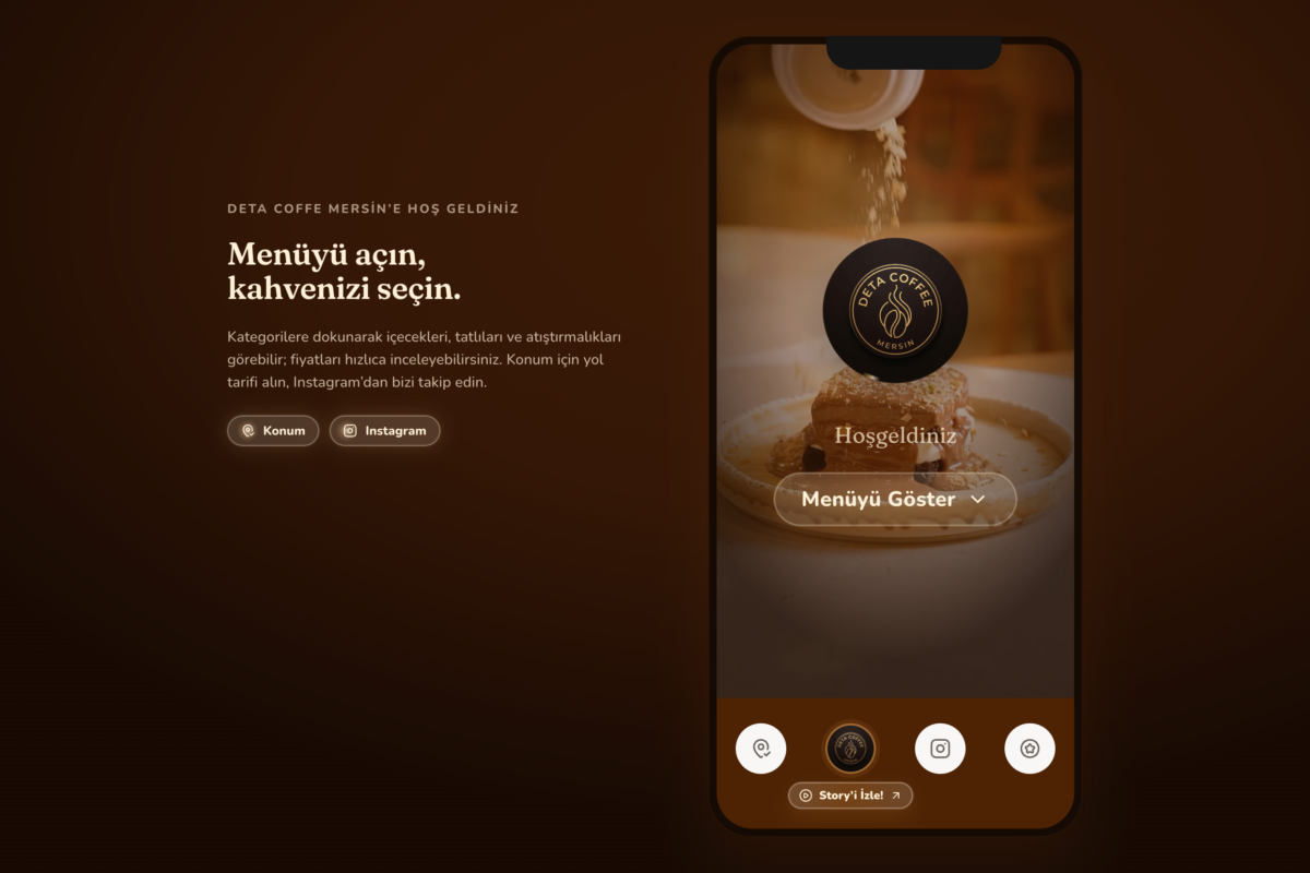 Kafe web sitesi ve dijital menü teması - DetaSoft