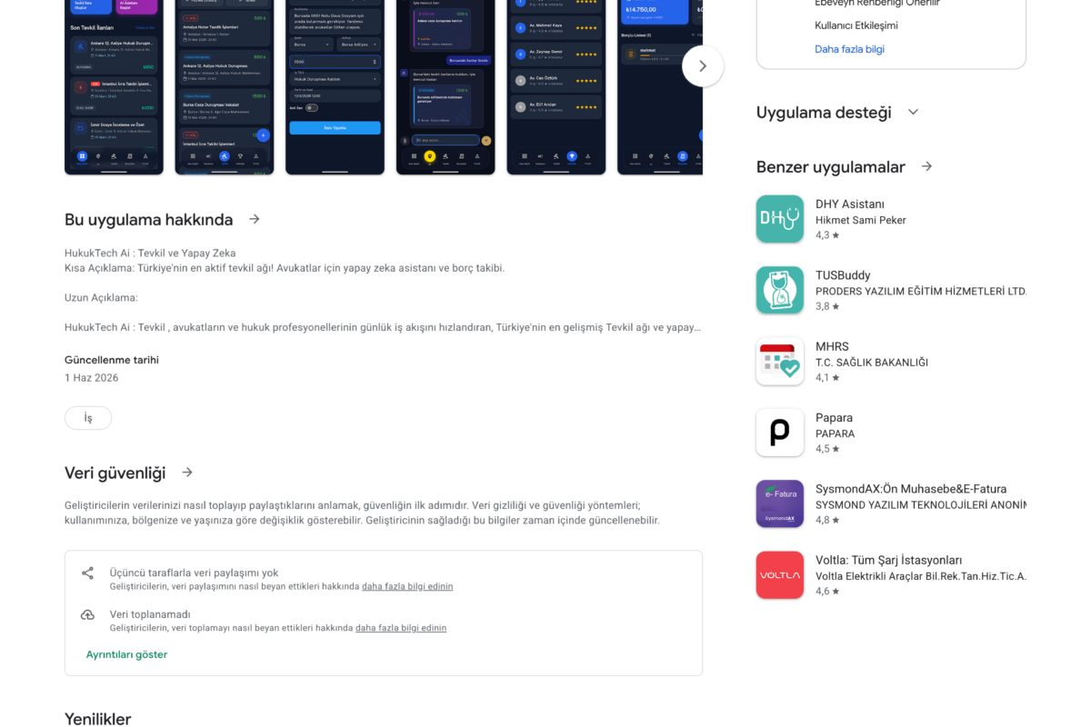 HukukTechAi Tevkil mobil uygulama Google Play kapalı beta test süreci